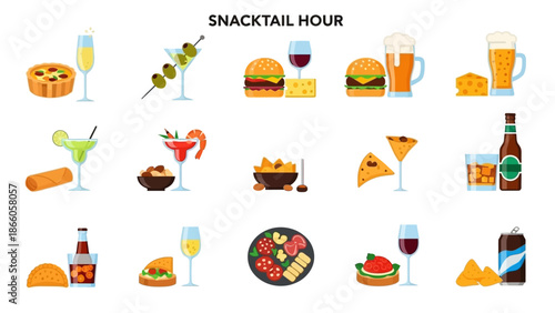 Assorted Cocktails and Snacks for Social Gathering.