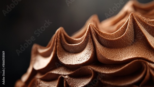 Wallpaper Mural Extreme Close-up of Rich Chocolate Frosting Swirls and Peaks, Showing Detailed Texture Torontodigital.ca