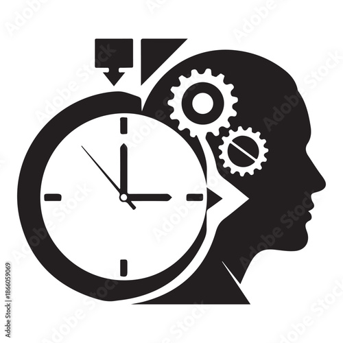 Alarm Clock Productivity and Scheduling Icon with Calendar and Search