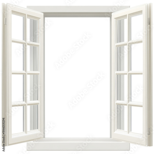 Wallpaper Mural Two white windows stand open, allowing light to fill the room and fresh air to enter from outside Torontodigital.ca