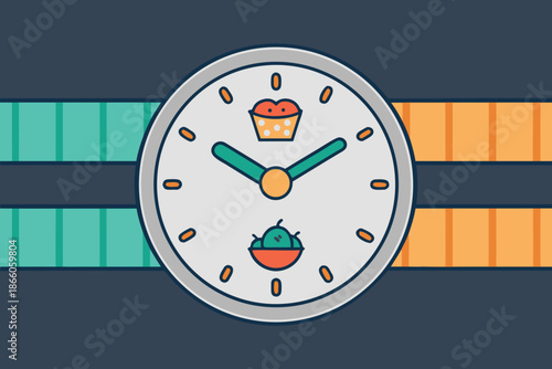 Meal Timing Intermittent Fasting Clock Vect