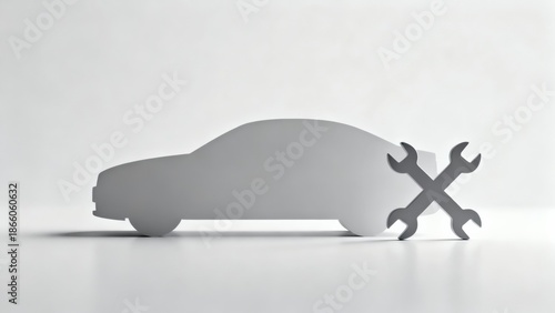 Sleek car silhouette with crossed wrenches, signaling automotive service and maintenance needs.