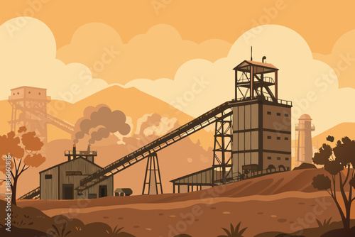 Mine Crusher Station Dusty Afternoon