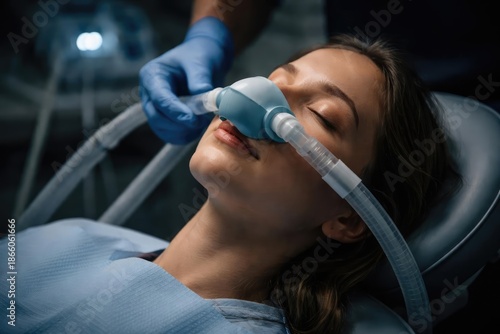 Patient receiving dental sedation for stress relief