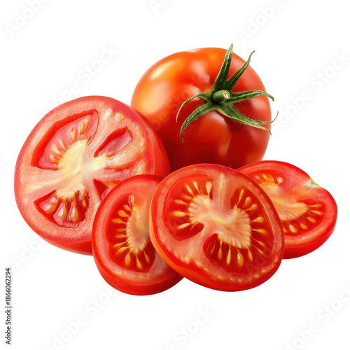 Wallpaper Mural Fresh red tomato with several sliced pieces presenting the fruit for meals, salads, and snacks in a simple layout Torontodigital.ca