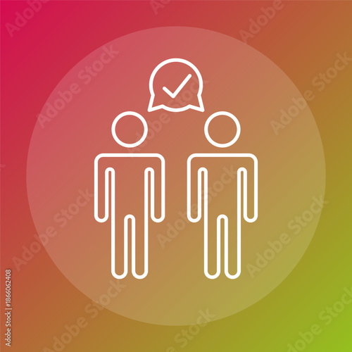 Professional person people. International agreement Vector. Humanized approval symbol. Green yellow vibrant backdrop.