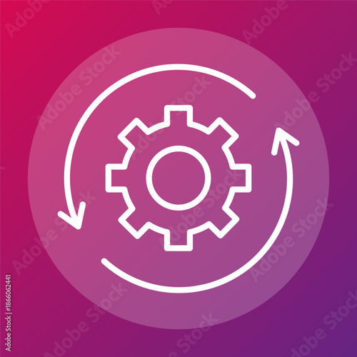 Industrial gear icon. Mechanism cycle Vector. System update symbol. Operation motion characteristic
