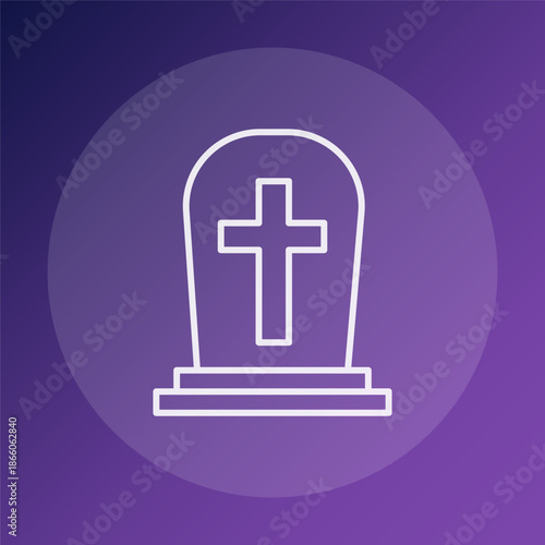 Christianizing gravestone icons. Professionalized tombstone Vector. Monumental cemetery symbols. Sophisticatedly purple backdrop.