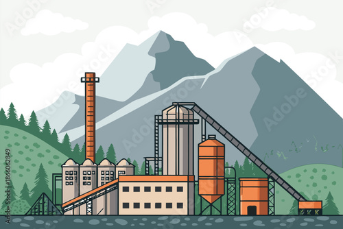Mineral Processing Plant Mountain Backdrop