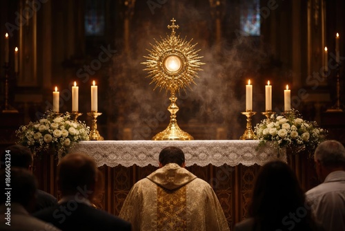 Wallpaper Mural Eucharistic Holy Hour Observance with Blessed Sacrament Ostensory in Catholic Liturgy Torontodigital.ca