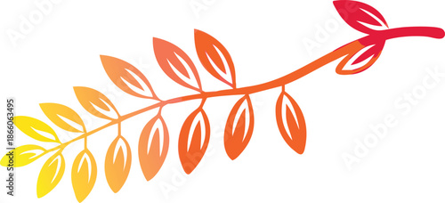 A vibrant illustration depicting the word autumn alongside colorful falling leaves and branch