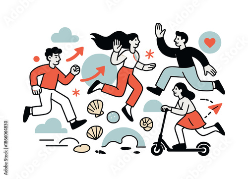 Morning Tide Reflections. Calm morning tide. Gentle rolling waves move toward the shore under a pastel sky, creating a rhythm of stillness. Seashells and