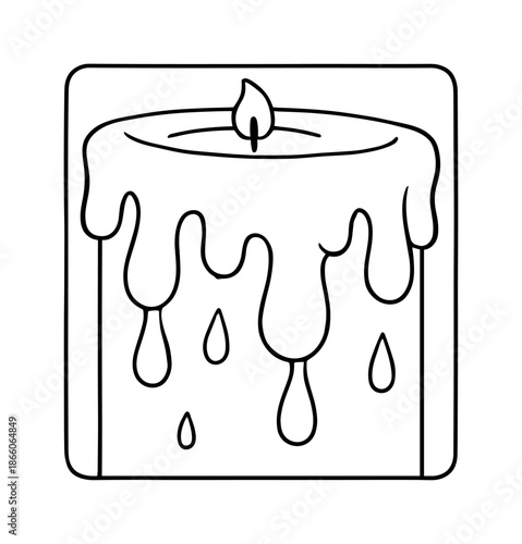 Candle Wax Coloring. Candle wax texture study children?s coloring book illustration, outlined drawing, close-up of gentle wax drips with playful smooth shapes,