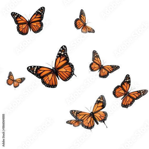 Wallpaper Mural Colorful butterflies fly freely, showcasing their wings in a bright environment with clear light and open space Torontodigital.ca