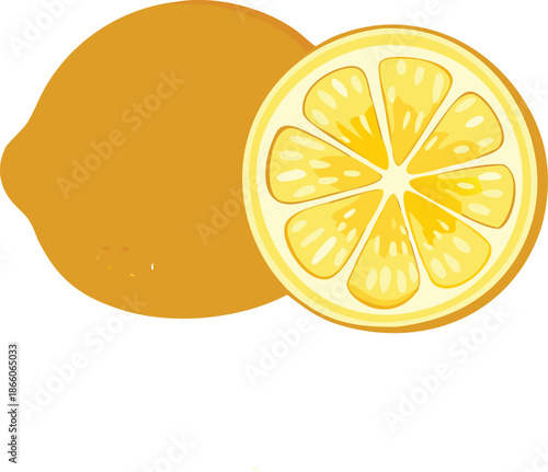 A vibrant illustration displays a whole lemon alongside a perfectly sliced lemon half