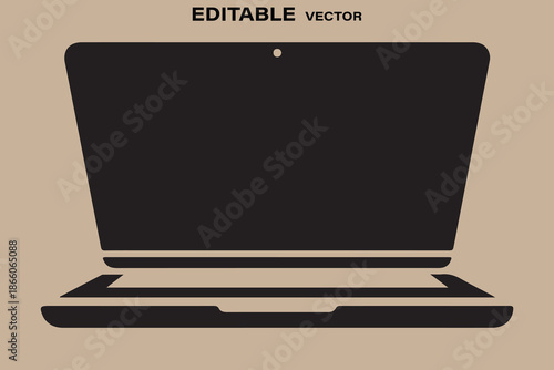 Laptop computer vector illustration on beige background