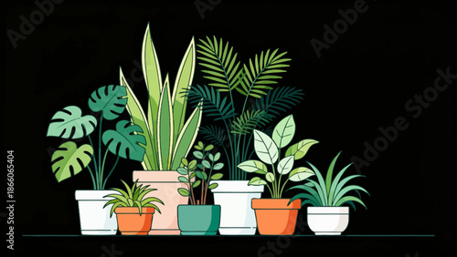 Potted plants collection on shelf