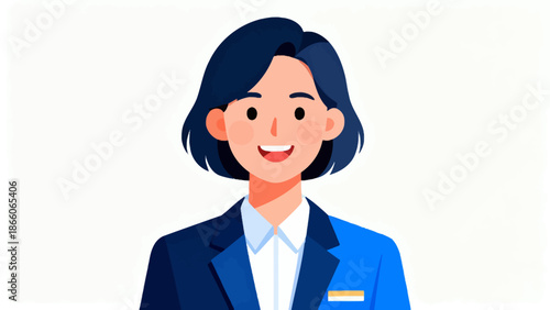 Illustration of a smiling woman in business attire