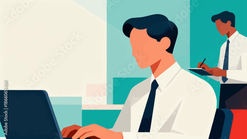 Office workers at their desks