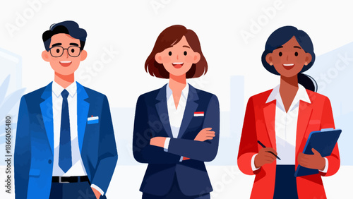 Three business professionals in suits