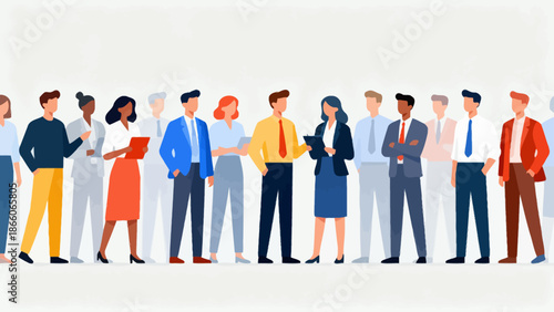 diverse business people in line