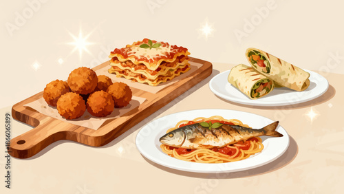 Assorted dishes on table