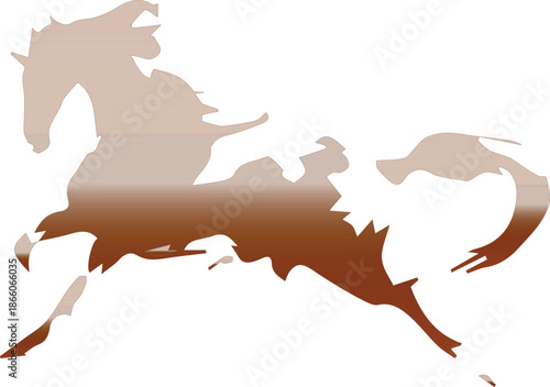 running horse silhouette gradient brown galloping motion blur wild stallion dynamic artwork isolated on white background.