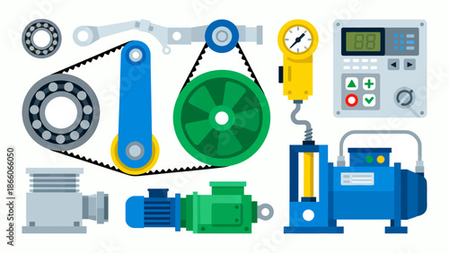 Illustration of industrial machine parts