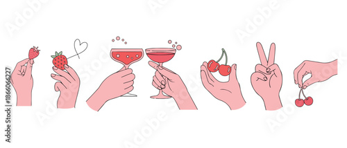 Valentine’s Day Celebration Hands with Drinks