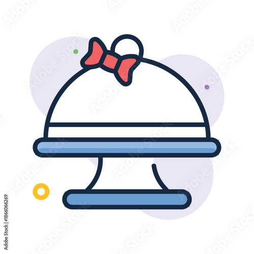 A premium flat outline icon of cloche serving concept