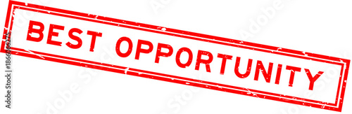 Grunge red best opportunity word square rubber seal stamp on white background