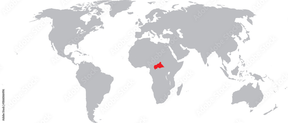 Obraz premium C.A.R Central African Republic Highlighted on World Map Vector Design.