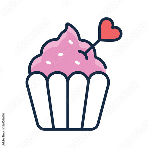 An amazing flat outline icon of cupcake dessert concept