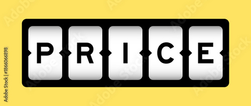 Black color in word price on slot banner with yellow color background