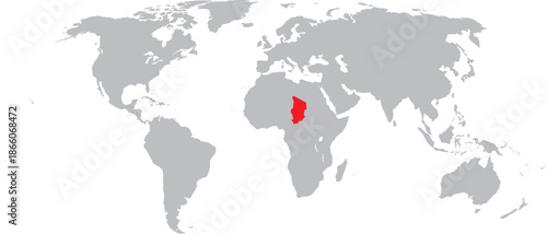 Chad Highlighted on World Map Vector Design.