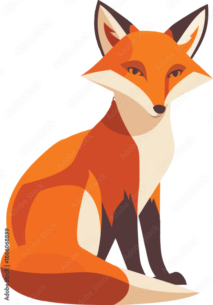 Fototapeta premium Modern geometric fox sitting abstract wildlife vector illustration