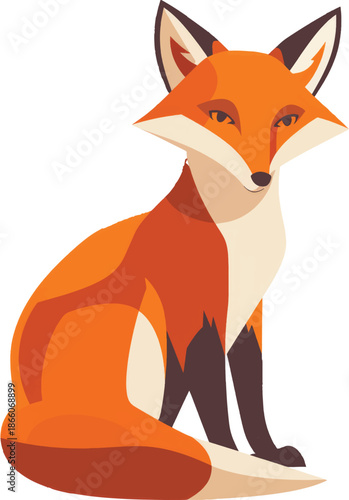 Modern geometric fox sitting abstract wildlife vector illustration