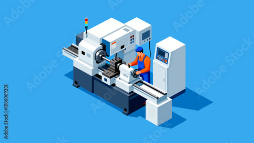 Worker operating industrial machine