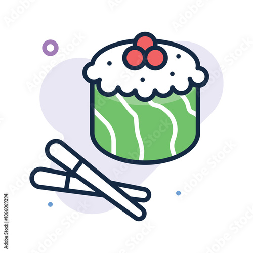 A visually appealing flat outline icon of sushi food concept