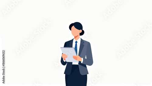 Businesswoman holding clipboard