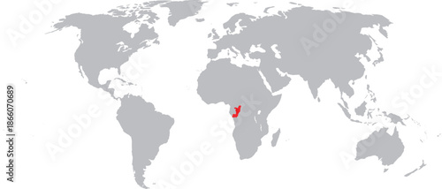 Congo Republic Highlighted on World Map Vector Design