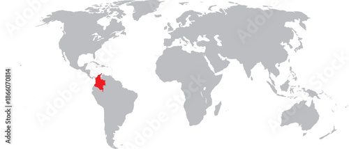 Colombia Highlighted on World Map Vector Design 