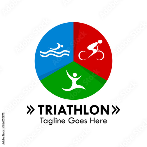 Triathlon symbol logo design template illustration