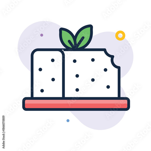 A customizable flat outline icon of tofu vegan food