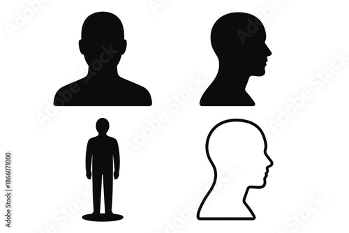 Silhouette and outline of human figures in various poses