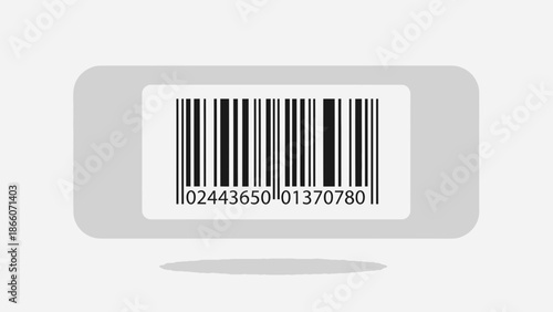 Barcode Label on Grey Background, Product Identification and Retail Scanning