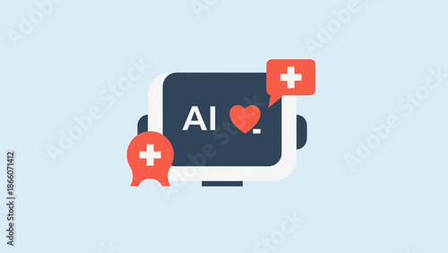 AI Heart Health Monitor Icon - Artificial Intelligence in Healthcare Technology