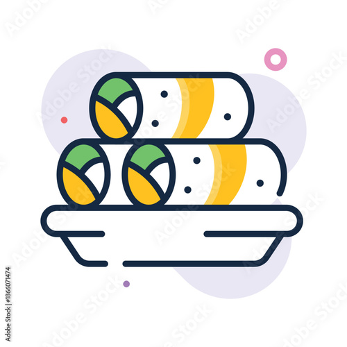 An editable flat outline icon of spring rolls snack