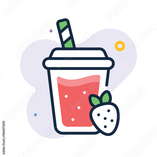 Easy to edit flat outline icon of smoothie drink