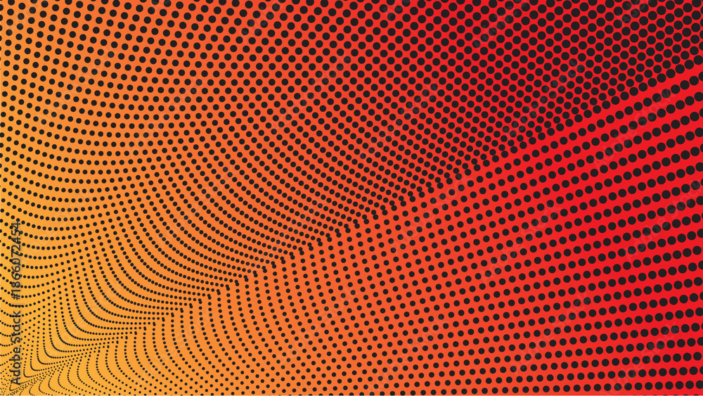 Obraz premium Warm Yellow Red Abstract Wave Halftone Gradient Background